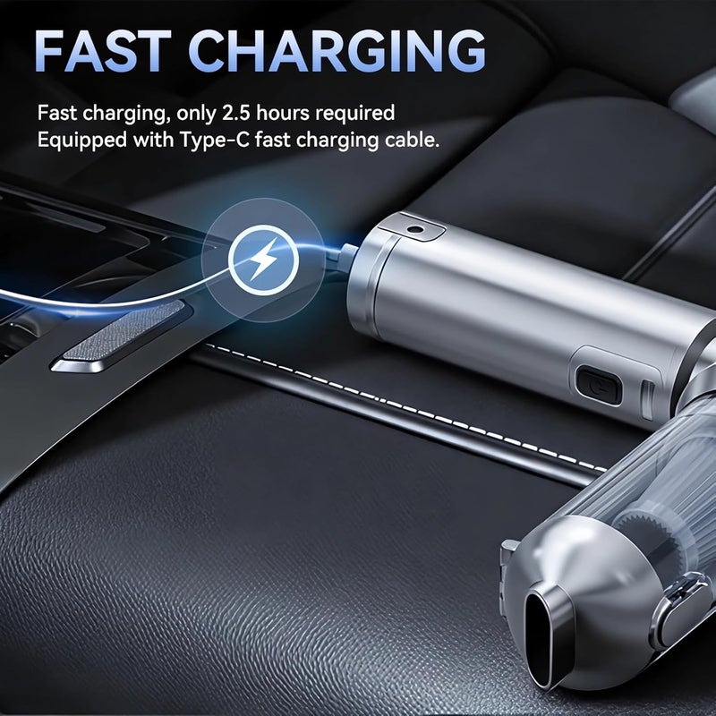 NWDEY Car Vacuum Cleaner High Power 20000Pa – Cordless Handheld Mini Vacuum & Air Duster for Car & Desk, Home, Office & Camping, Ideal Gift for Men & Women, 6000mAh Battery (Fast Charging Edition) - Image 5